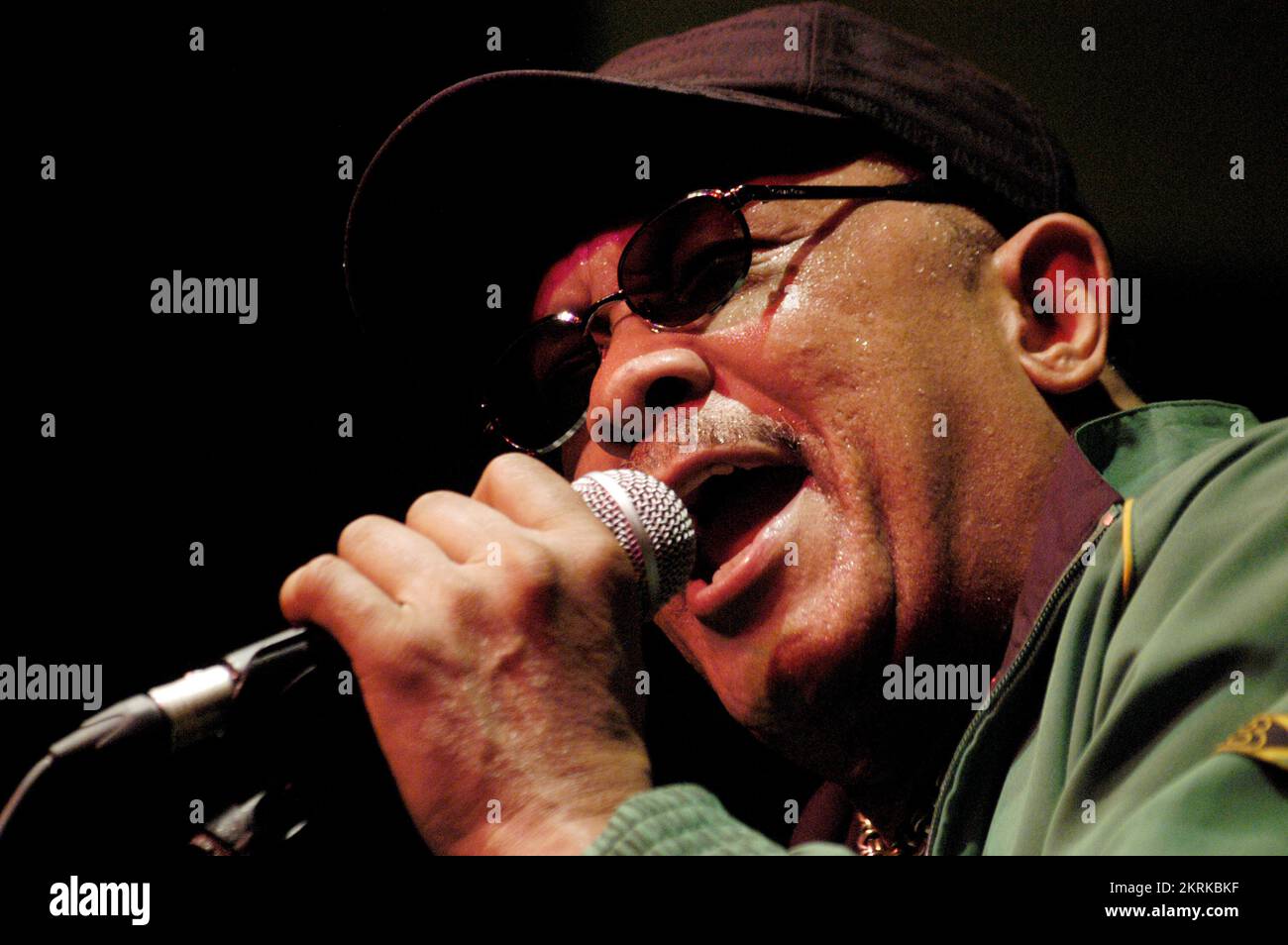 ROY AYERS, CONCERTO, 2006: The Godfather of Acid Jazz, ROY AYERS, suona dal vivo al Point di Cardiff, 12 luglio 2006. Figura: ROB WATKINS. INFO: Roy Ayers è un vibrafonista e cantante jazz americano, rinomato per il suo influente lavoro nel jazz, nel funk e nel soul. Con album classici come "Everybody Loves the Sunshine", Ayers è diventata una figura chiave nello sviluppo della musica jazz e fusion. Foto Stock