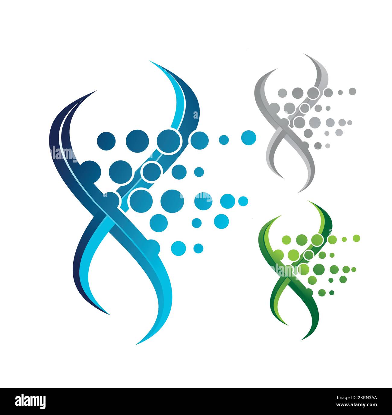 Disegno astratto del logo del DNA. Logotipo a spirale. biotecnologia e scienza. Illustrazione Vettoriale