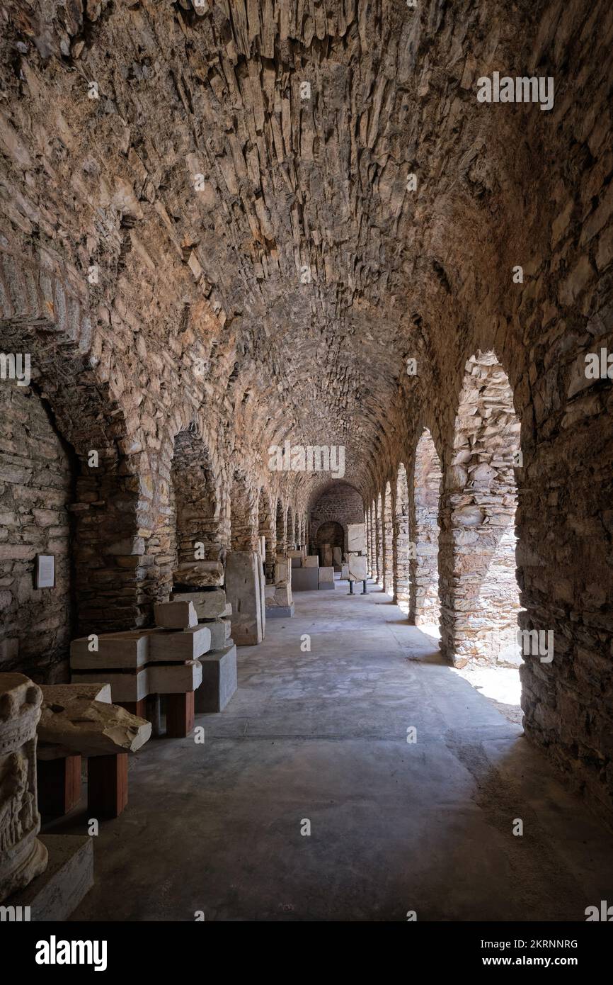 Kiyikislacik, Mugla, Turchia, 2021 settembre: Mercato del pesce (macellum) Museo dell'antica città di Iassos (Iasos) a Milas, Costa Egeo Foto Stock
