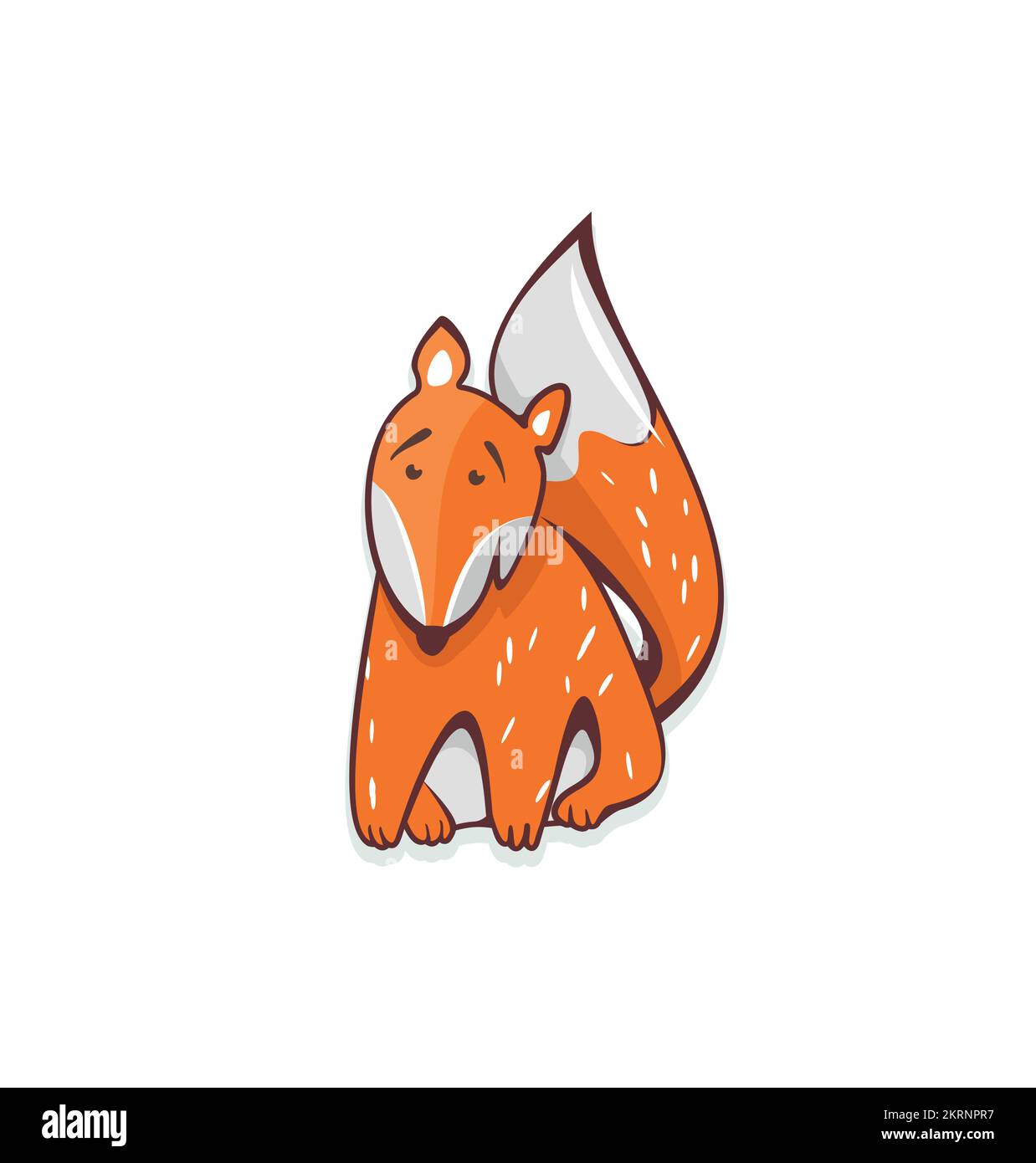 Divertente logo della volpe, mascotte animali, logotipo dei cartoni animati, illustrazione geometrica Illustrazione Vettoriale