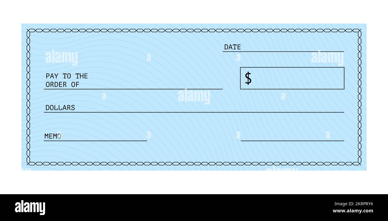 Controllo in bianco. Pagamento finanziario. Modello Chequebook. Illustrazione del vettore. Illustrazione Vettoriale