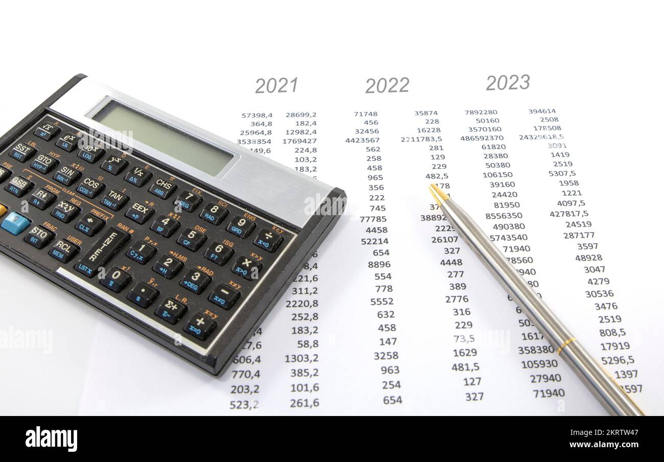 calcolo della situazione finanziaria per il 2020 Foto Stock