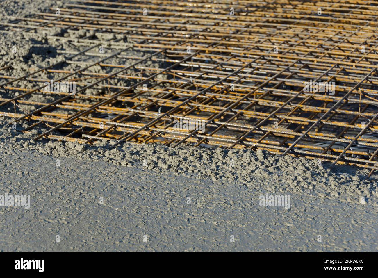 Concretizzare una lastra di pavimento di una casa Foto Stock