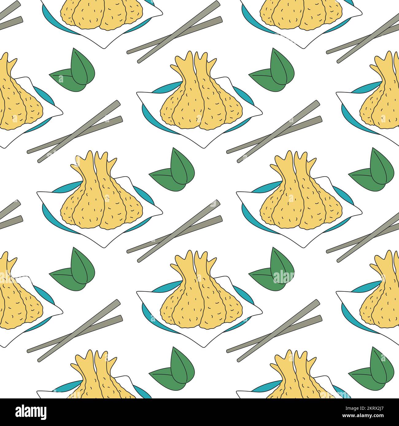 Illustrazione vettoriale di ripetizione senza giunture di uno schizzo tempura Illustrazione Vettoriale