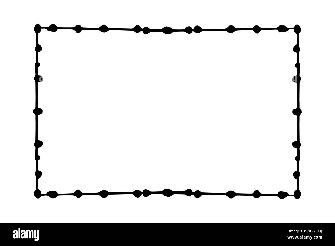 Elegante cornice con puntini, silhouette bordata in stile doodle disegnata a mano isolata su sfondo bianco. Decorazione, delicata clip art.. Illustrazione vettoriale Illustrazione Vettoriale