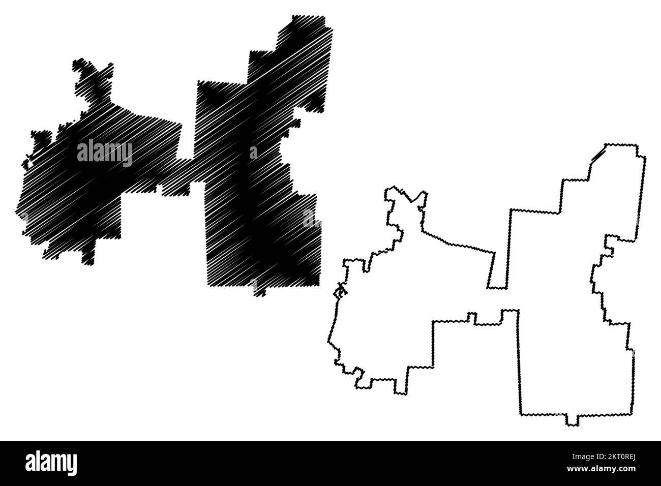 Comune di Escarcega (Stato libero e sovrano di Campeche, Messico, Stati Uniti messicani) illustrazione vettoriale mappa, schizza schizzo Escárcega mappa Illustrazione Vettoriale