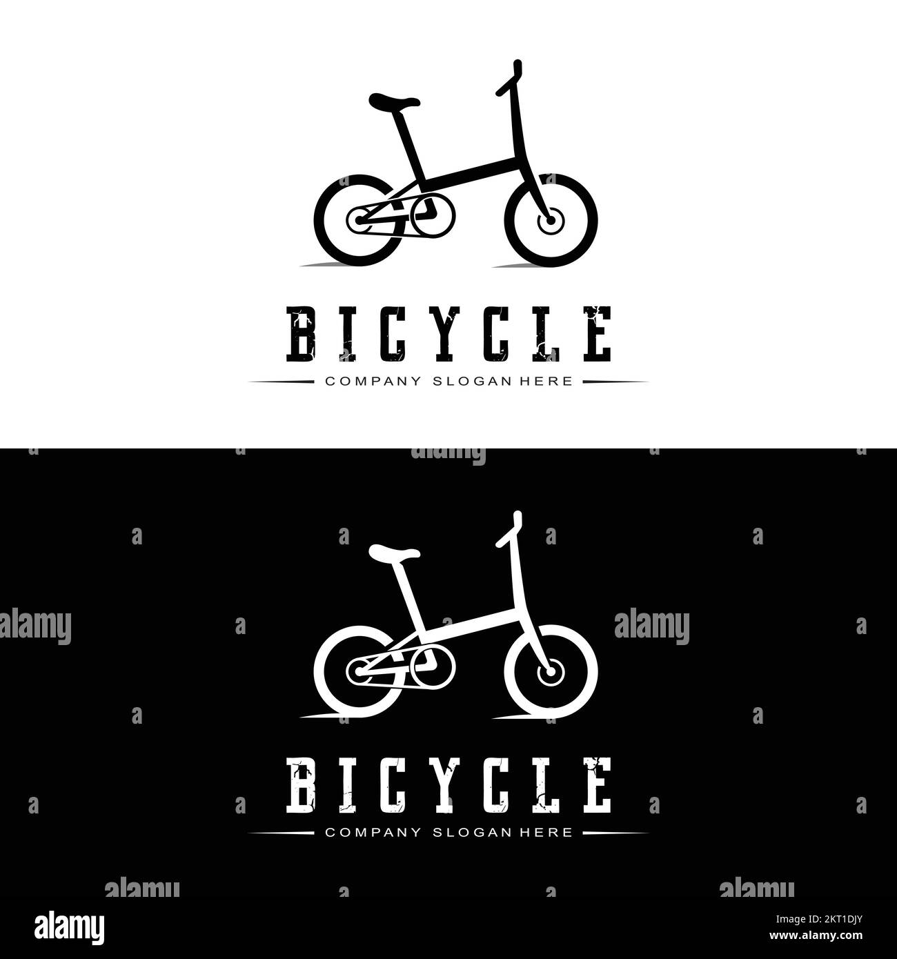 Logo per biciclette, vettore veicolo informale, design adatto per negozi di biciclette, filiali sportive, Mountain Bike e biciclette per bambini Illustrazione Vettoriale