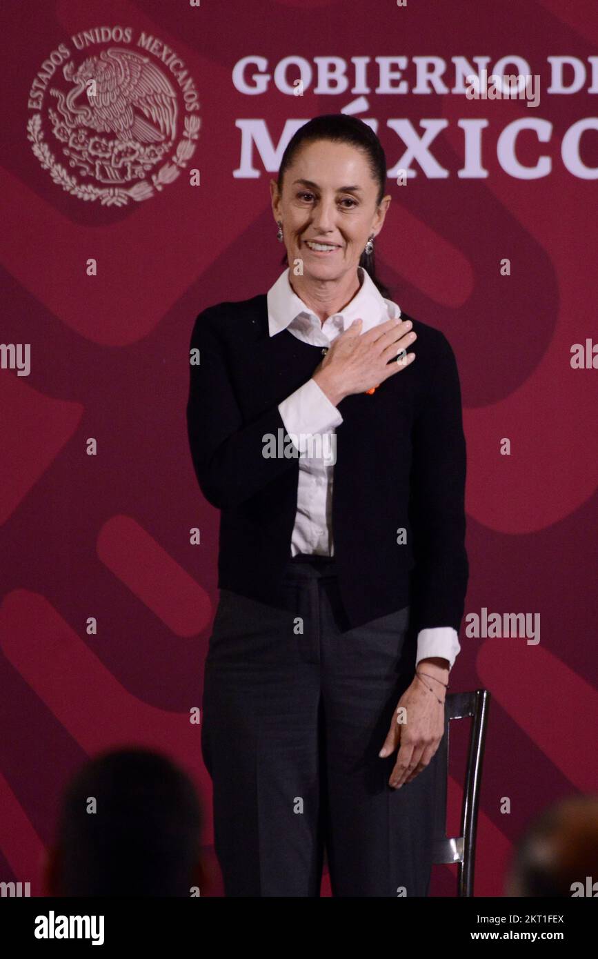 Non esclusiva: 28 novembre 2022, Città del Messico, Messico: Capo Governo di Città del Messico, Claudia Sheinbaum Pardo, durante la cerimonia del Sp. Nazionale Foto Stock