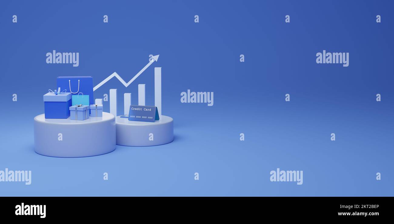 Post sui social media crescita aziendale rendering 3D per le promozioni aziendali Foto Stock