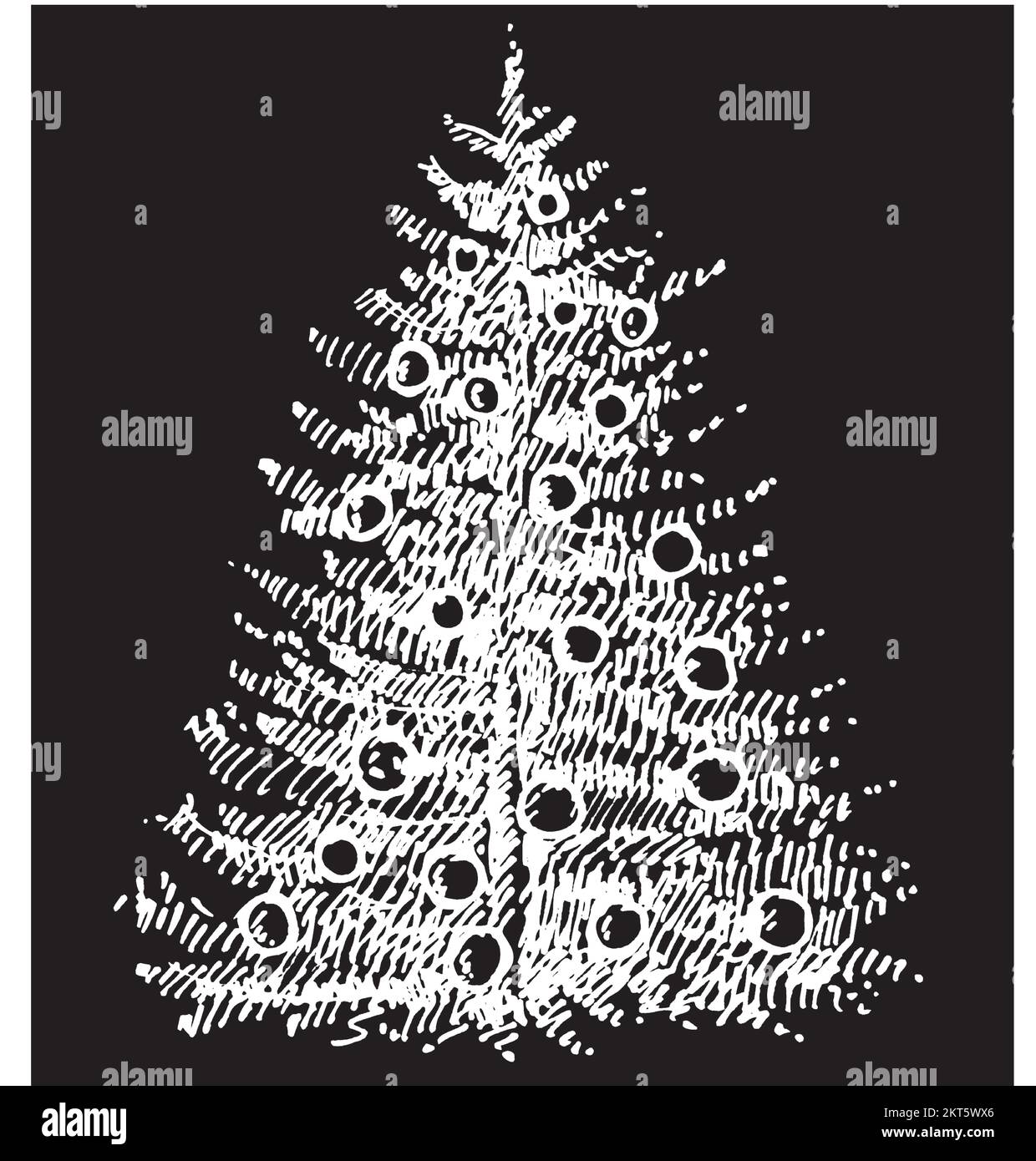 Icona dell'albero di Natale disegnata a mano libera Illustrazione Vettoriale