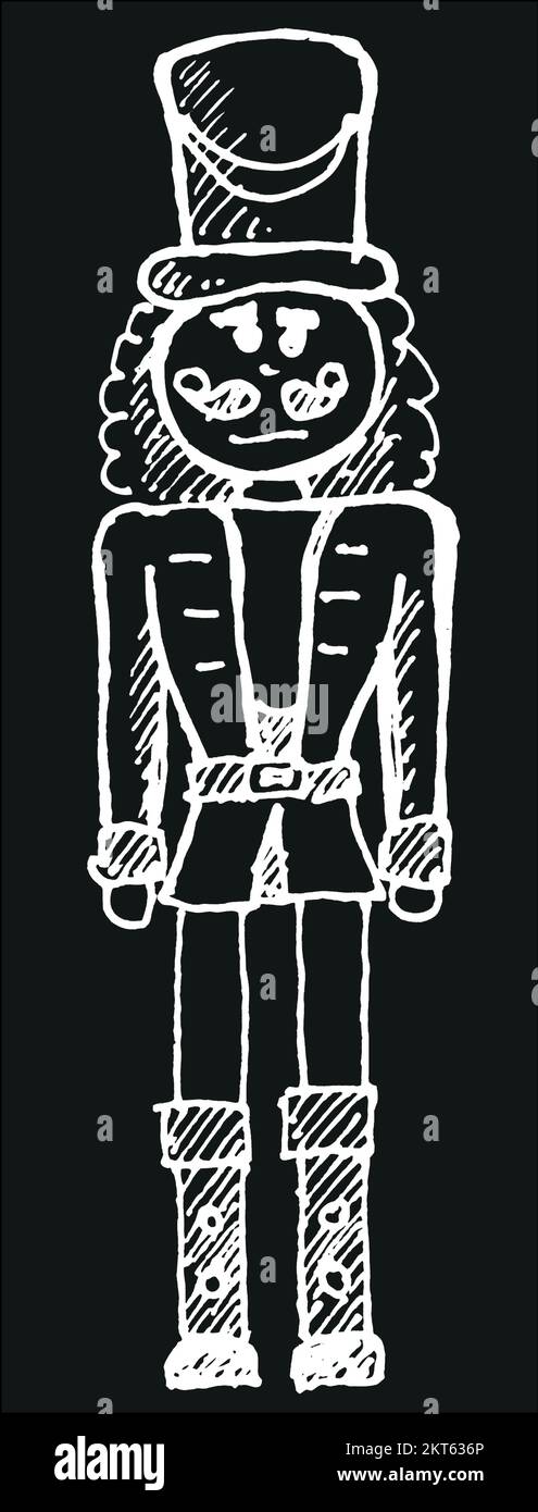 L'icona di natale nutcracker disegnata a mano libera Illustrazione Vettoriale