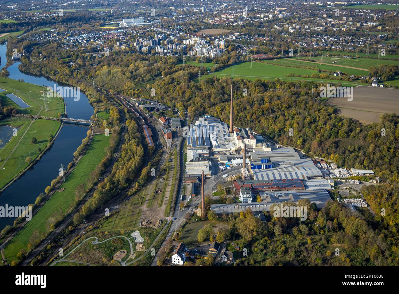 Vista aerea, impianto chimico P-D Refractories GmbH Dr. C. otto, Dahlhausen, Bochum, Ruhr, Renania settentrionale-Vestfalia, Germania, DE, Europa, commerciale Foto Stock