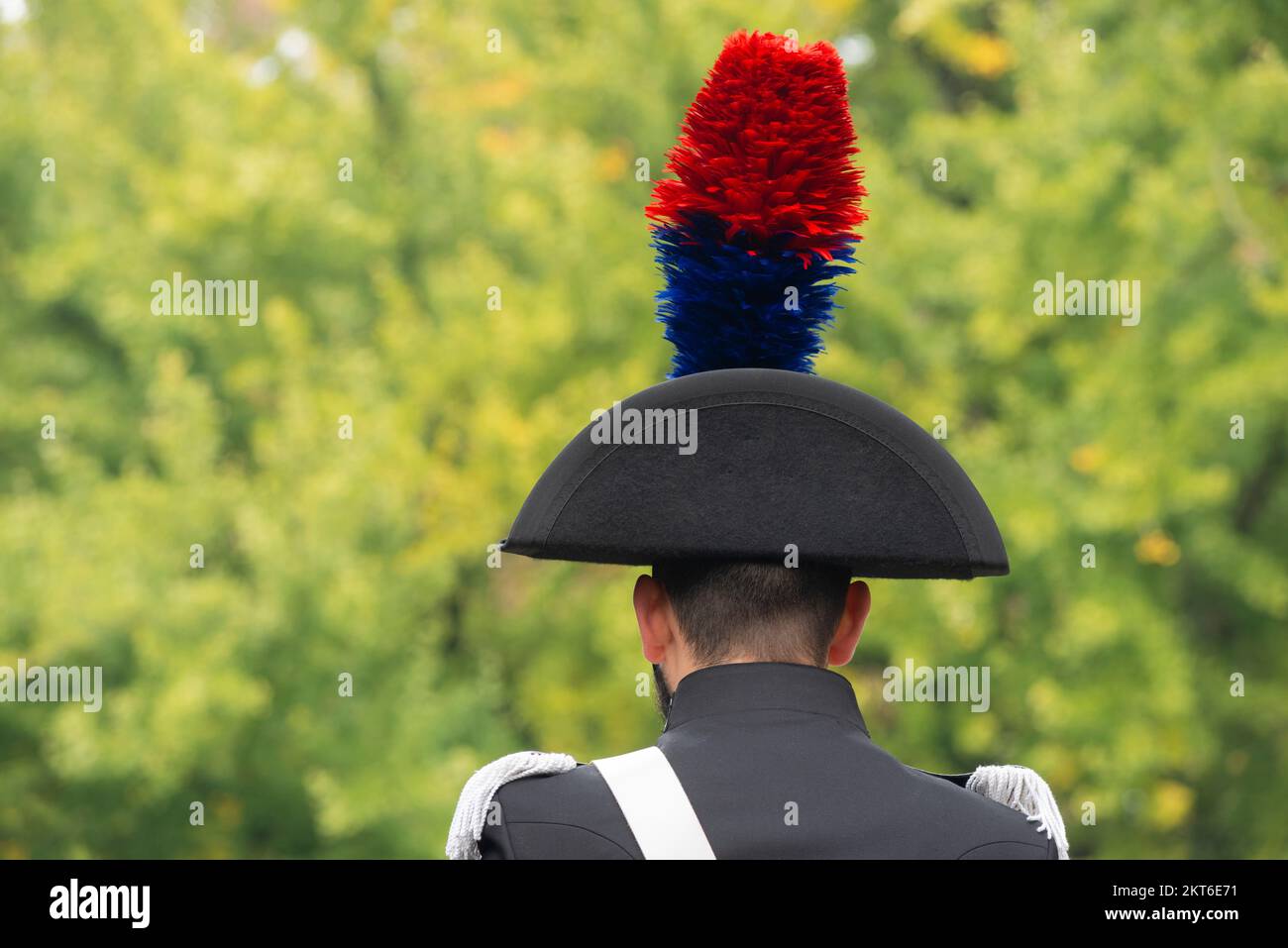Corpo armato di polizia militare Italiana chiamato Carabinieri, uniforme Ceremoniale Foto Stock
