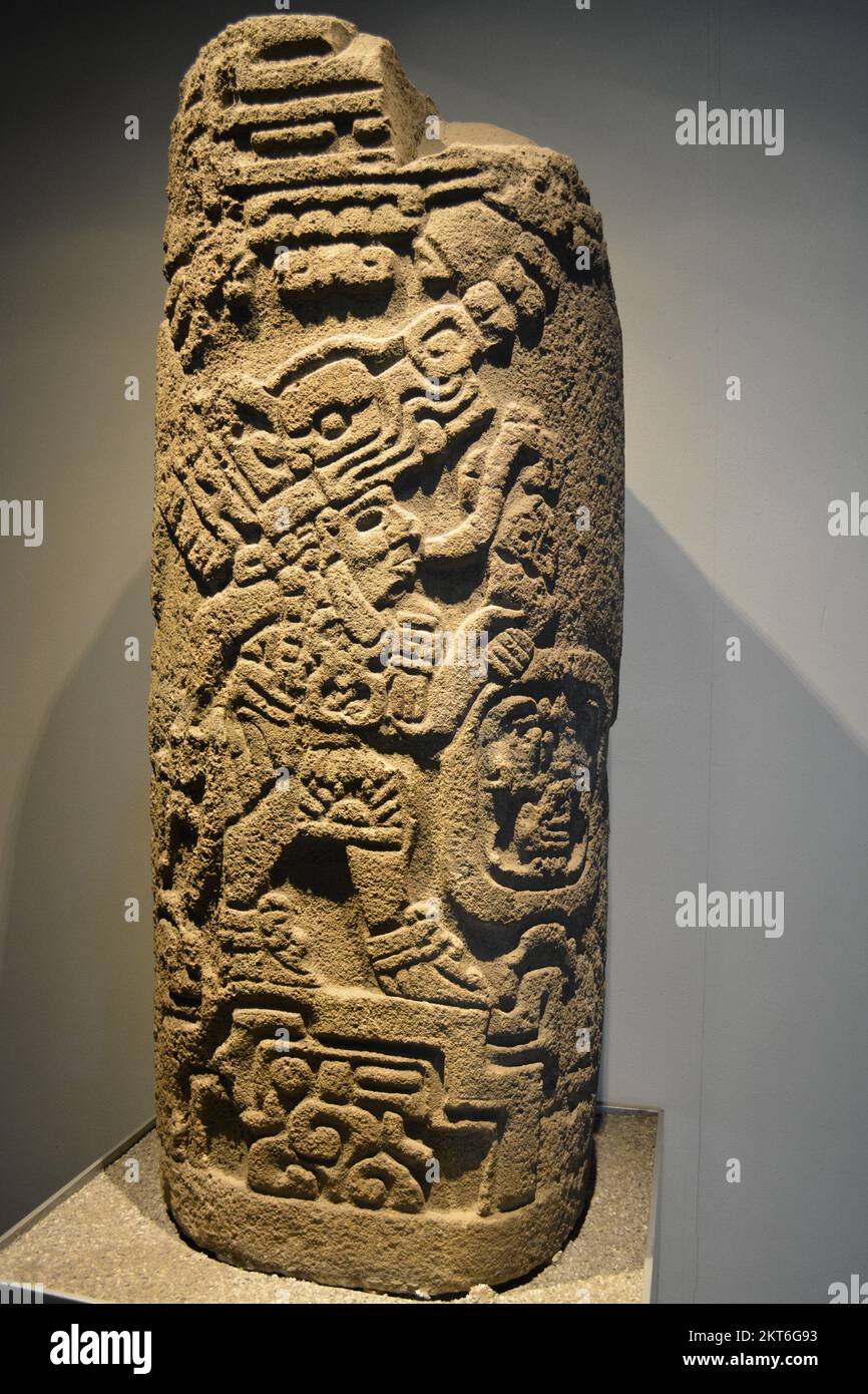 Stele 11 da Monte Alban, Sala Oaxaca nel Museo Nazionale di Antropologia Foto Stock