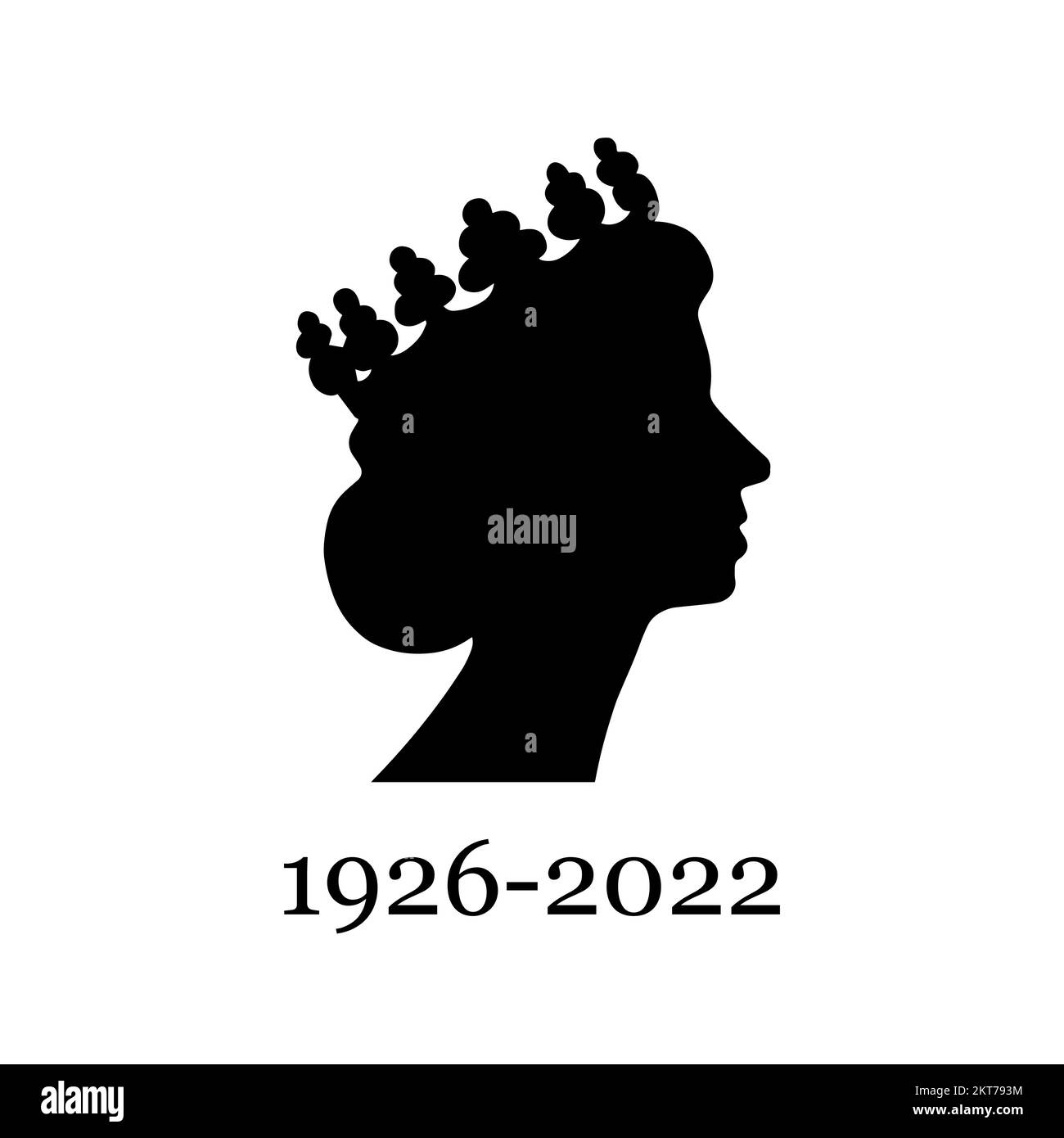 Silhouette bianca e nera della regina Elisabetta Illustrazione Vettoriale