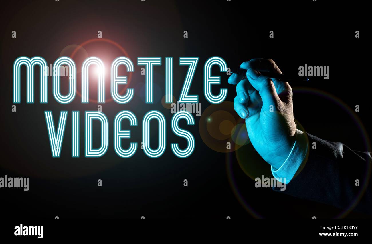 Ispirazione che mostra Sign Monetize Videos, processo di Business idea per guadagnare denaro dai tuoi video YouTube caricati Foto Stock