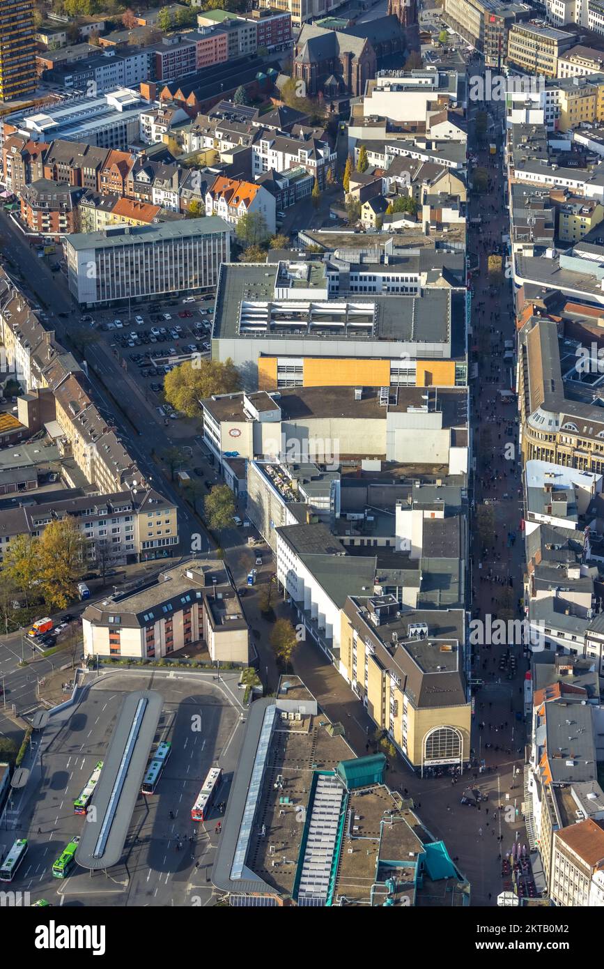 Veduta aerea, centro città, Husemannstraße, zona pedonale Bahnhofstraße, centro commerciale, Assicurazione pensione tedesca, città vecchia, Gelsenkirchen, zona della Ruhr Foto Stock