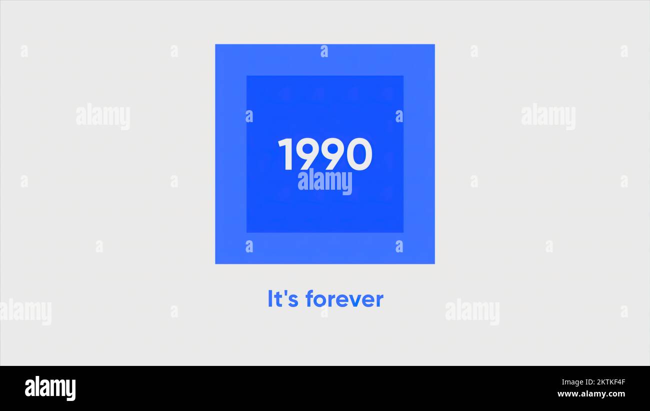 Animazione astratta delle figure quadrate geometriche. Movimento. Vecchi tempi retrò del secolo scorso, 1990 questo è il mio tempo, è per sempre Foto Stock