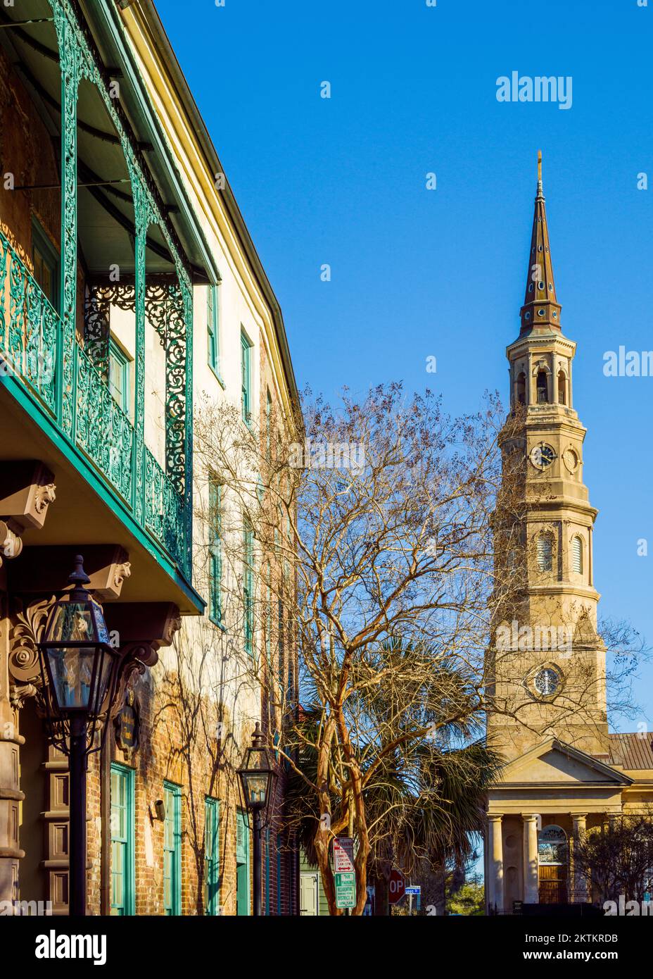 St.Philips Church, quartiere francese di Charleston, South Carolina, Stati Uniti d'America Foto Stock