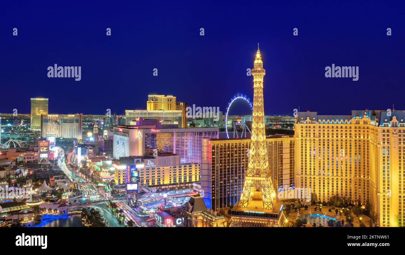 Skyline di Las Vegas di notte Foto Stock