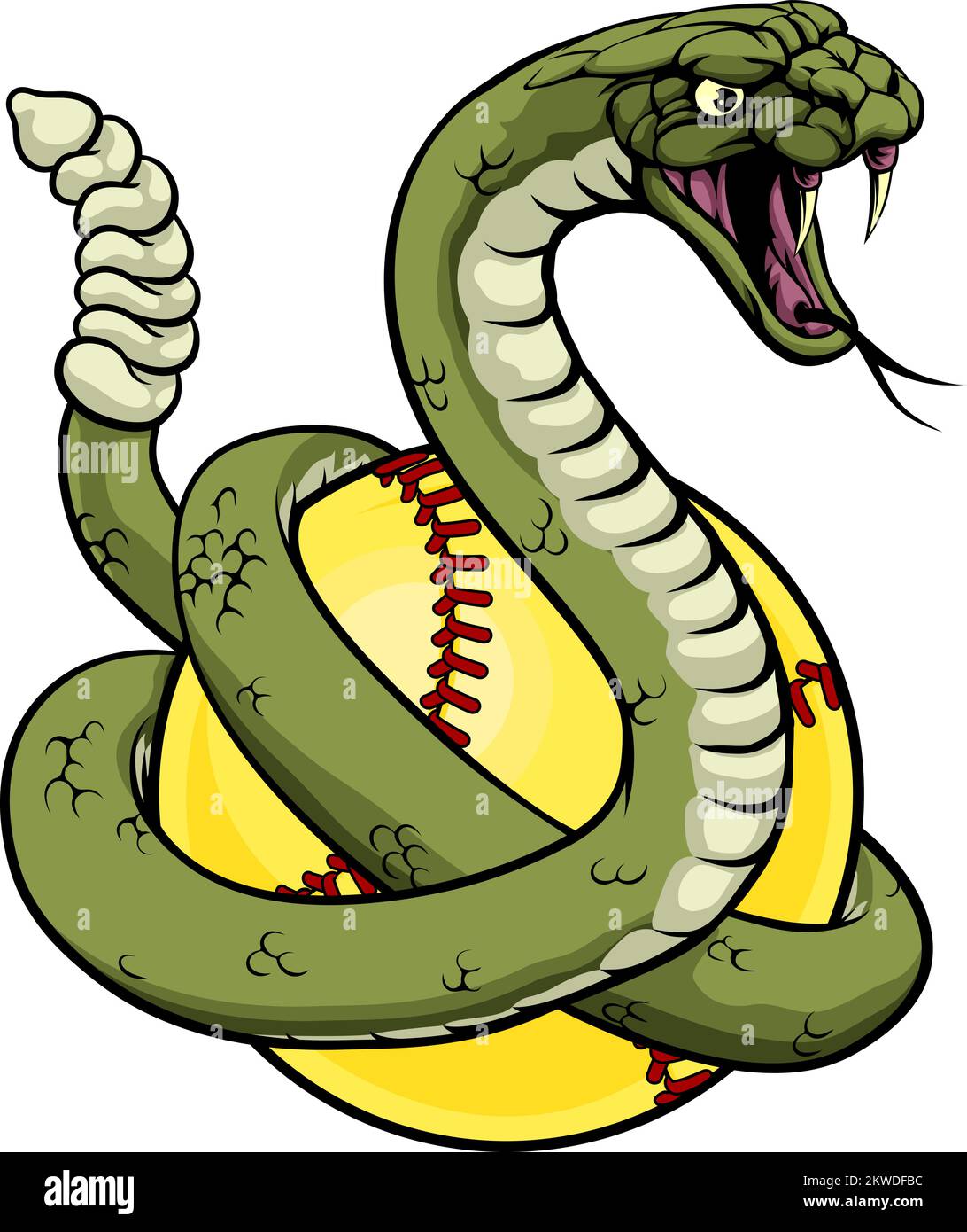 Mascotte della squadra di sport animale del softball del serpente del Cobra Illustrazione Vettoriale