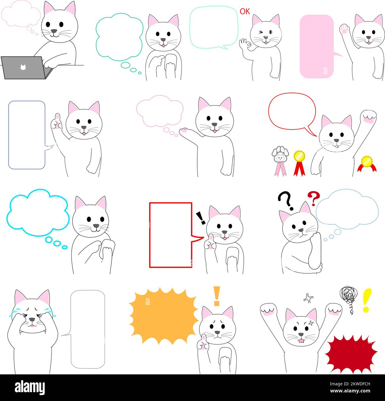 Un gruppo di gattino bianco con bolla di linguaggio Foto Stock