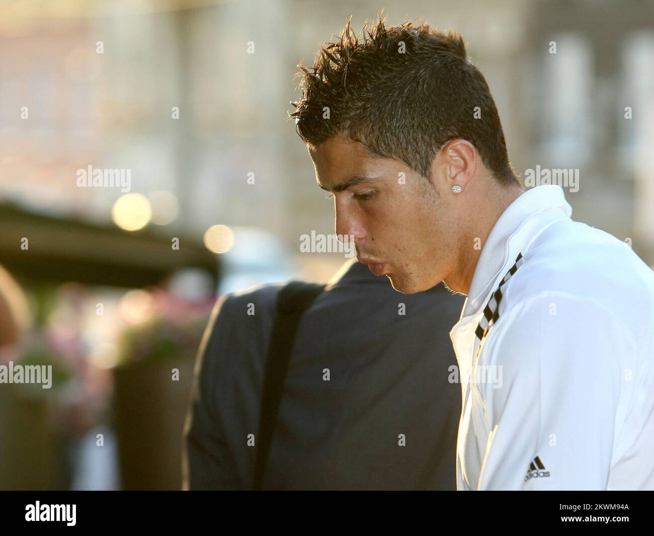 Cristiano Ronaldo del Real Madrid arriva all'Hotel Esplanade, il giorno prima della partita della Champions League contro Dinamo Zagreb. Foto: Petar Glebov/PIXSELL Foto Stock