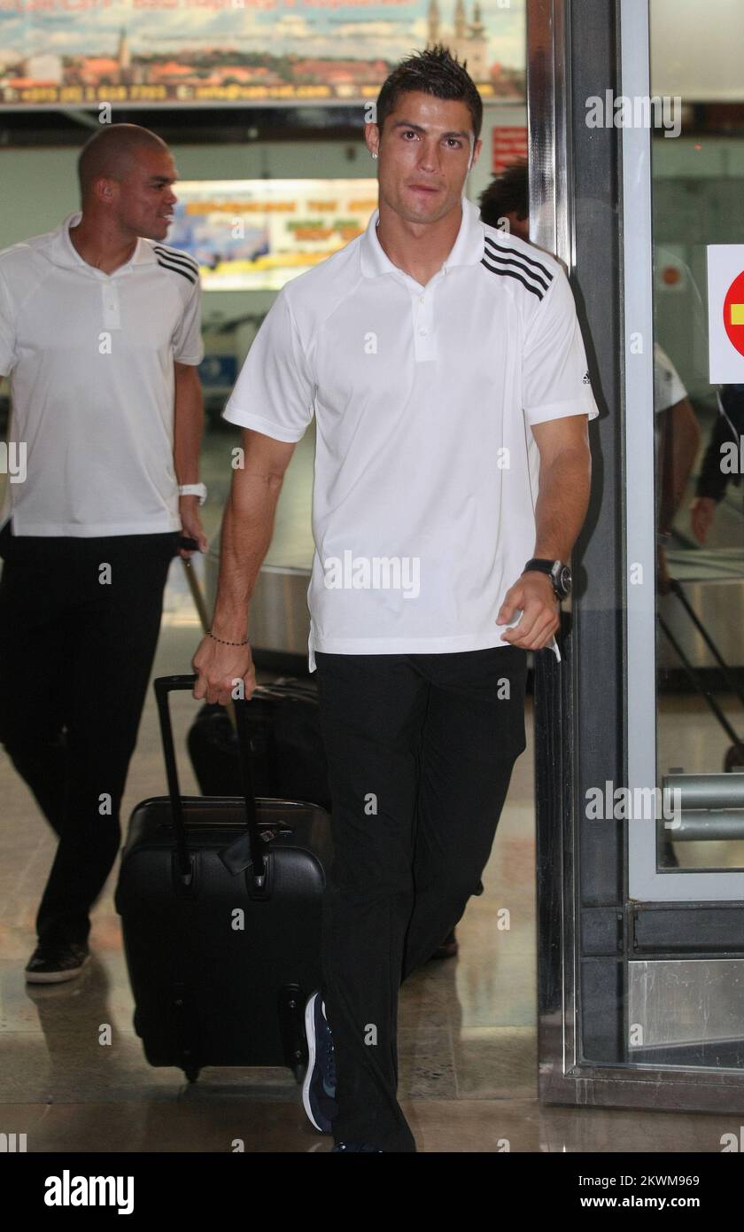 Cristiano Ronaldo del Real Madrid arriva all'Hotel Esplanade, il giorno prima della partita della Champions League contro Dinamo Zagreb. Foto: Marko Prpic/PIXSELL Foto Stock