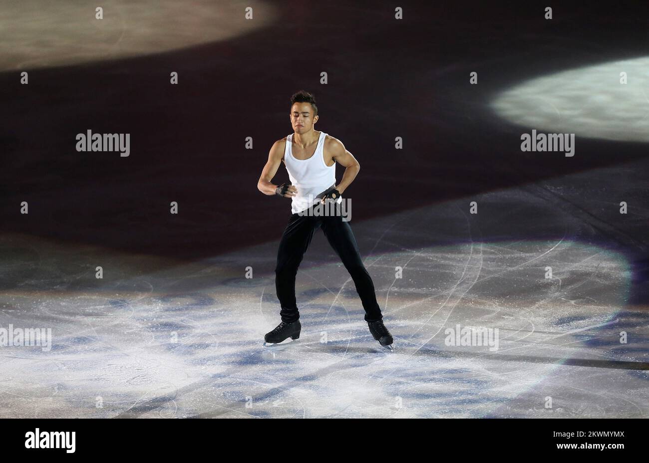 27.01.2013., Dom Sportova, Zagabria - European Figure Skating Championships Zagreb 2013.Gala sera, spettacolo dei vincitori.Florent Amodio Foto: Igor Kralj/PIXSELL Foto Stock 27.01.2013., Dom Sportova, Zagabria - European Figure Skating Championships Zagreb 2013.Gala sera, spettacolo dei vincitori.Florent Amodio Foto: Igor Kralj/PIXSELL Foto Stock