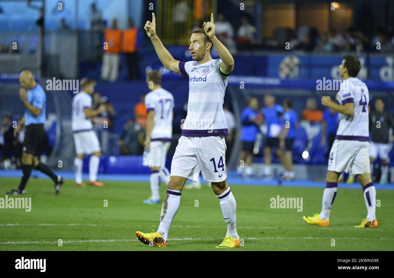 21.08.2013., Zagabria, Croazia - UEFA Champions League Qualification Playoff Round 1 ,GNK Dinamo Zagreb - FK Austria Wien . Manuel Ortlechner Foto: Marko Lukunic/PIXSELL Foto Stock