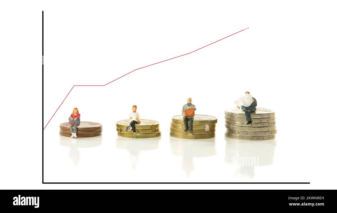 le pensioni continuano ad aumentare con prestazioni più elevate Foto Stock