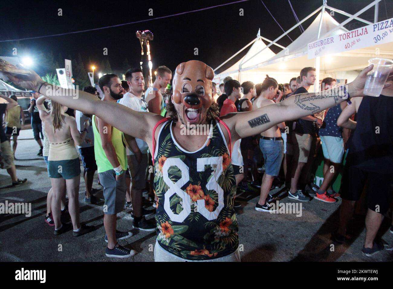 Ospiti del festival di musica da ballo ULTRA Europe 2015 a Spalato, Croazia. Foto Stock