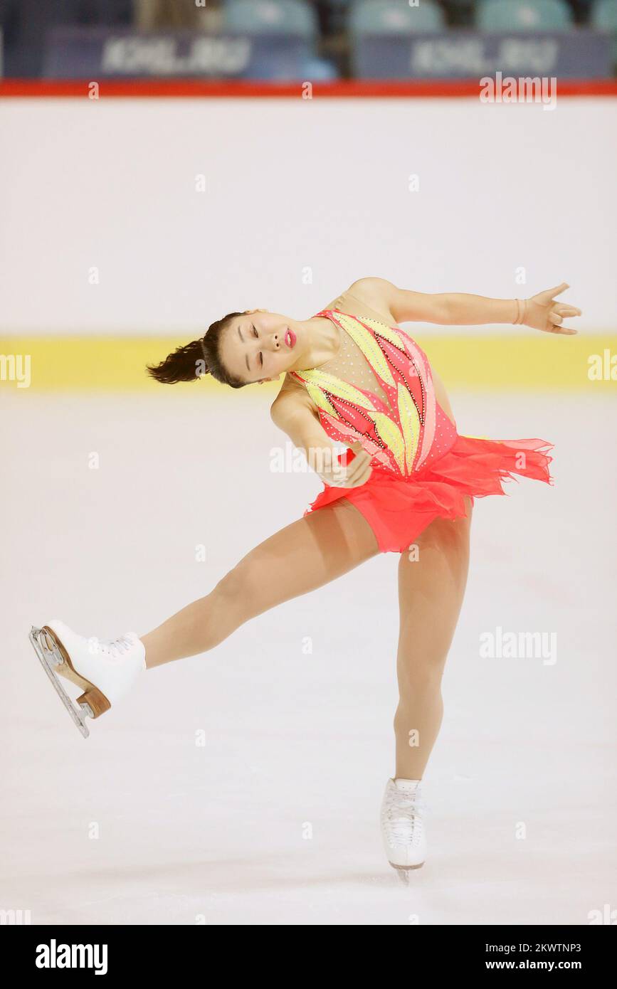 ISU Junior Grand Prix di Pattinaggio di figura. Programma Short Ladies. Wakaba Higuchi, Giappone. Foto: Goran Jakus/PIXSELL Foto Stock