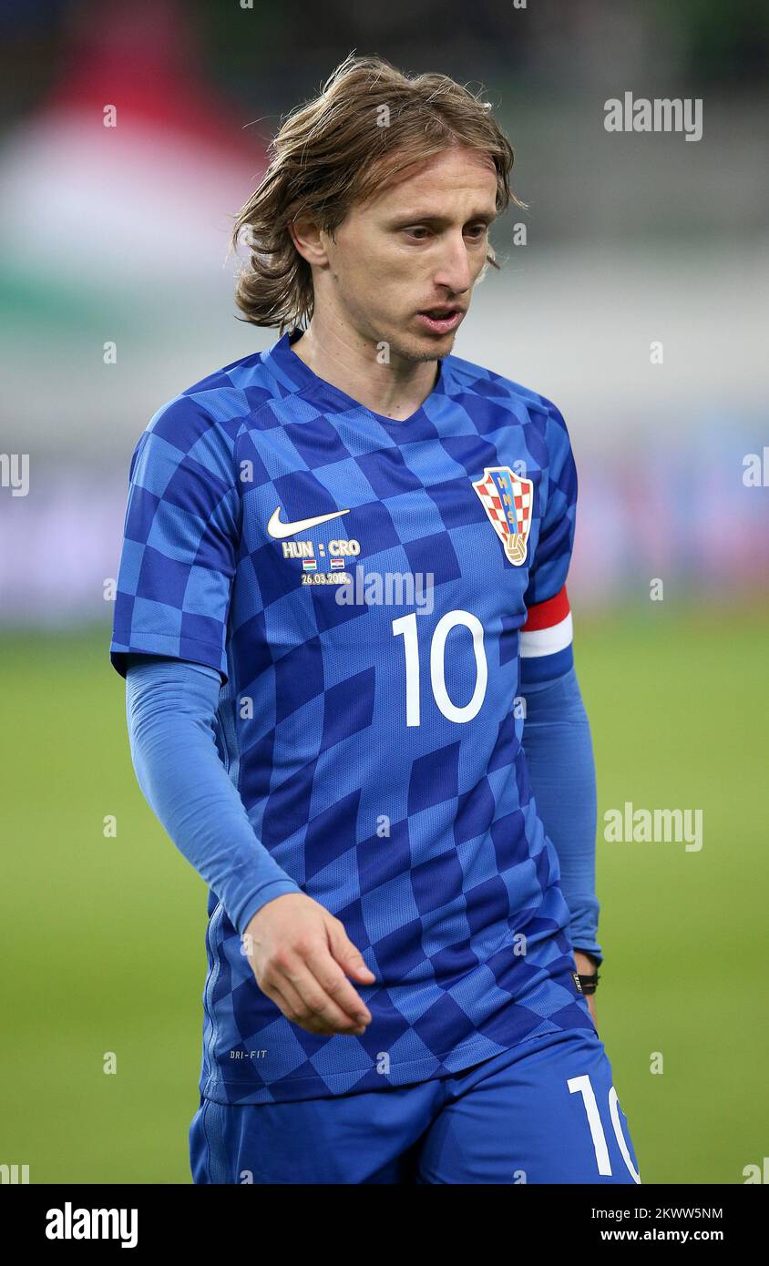 26.03.2016., Budapest, Ungheria - partita di calcio amichevole, Ungheria - Croazia allo stadio Groupama Arena. Luka Modric. Foto: Igor Kralj/PIXSELL Foto Stock