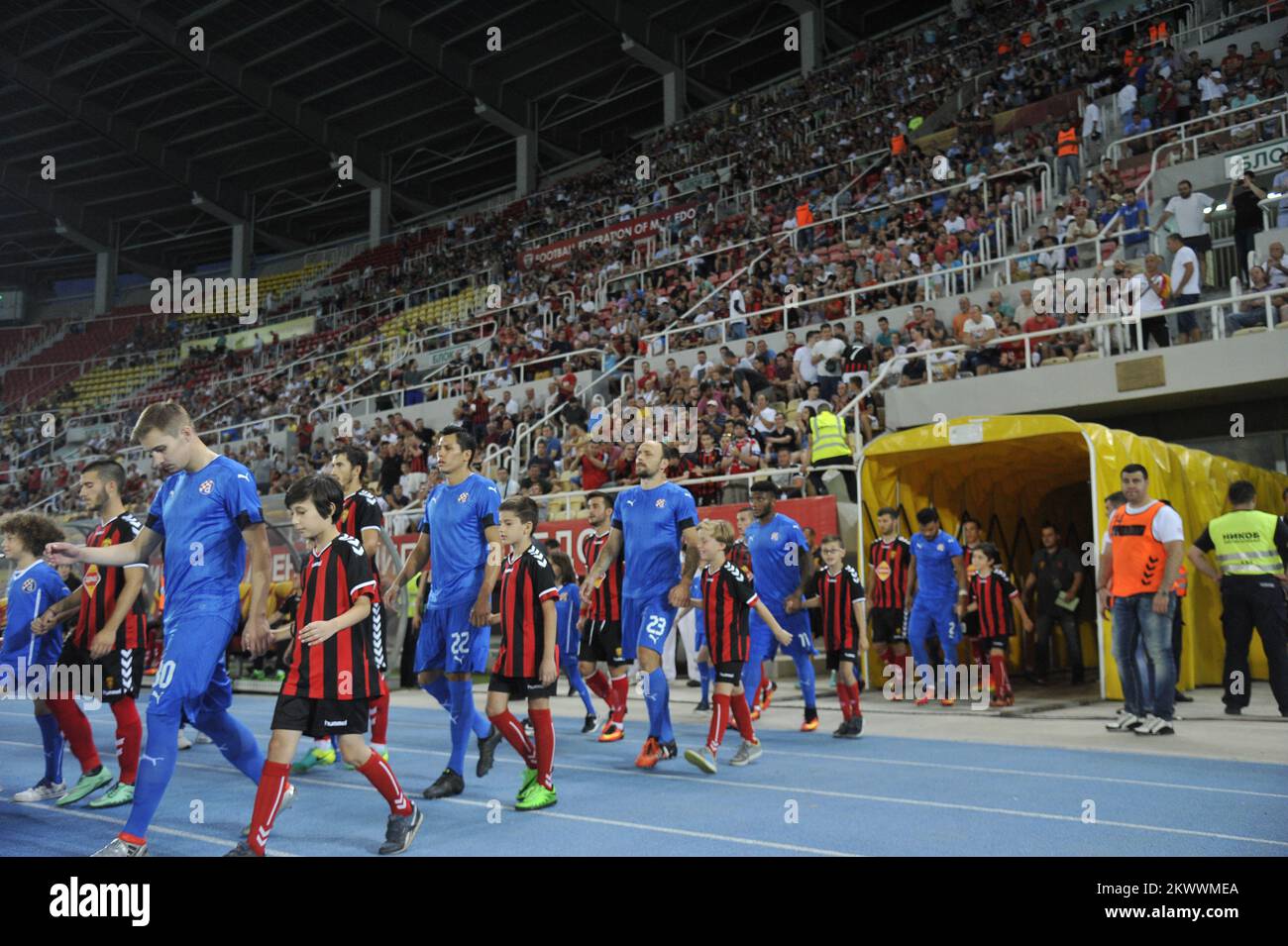 12.07.2016., stadio National Arena Philip II di Macedonia, Skopje, Macedonia - secondo turno di qualificazione della UEFA Champions League, FK Vardar Skoplje - GNK Dinamo. Foto Stock