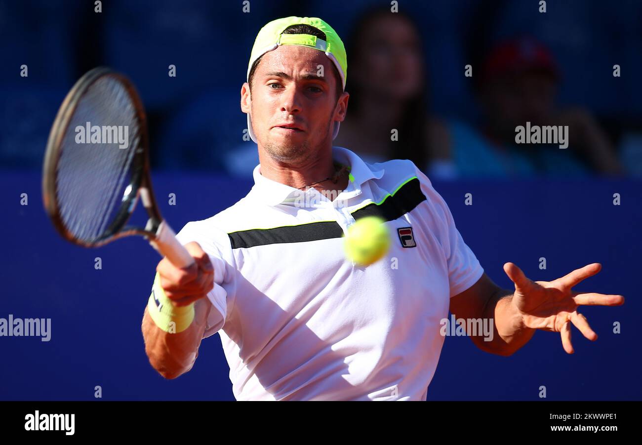 18.07.2016., Umag, Croazia - 27. KONZUM Croazia Open Umag, 1 ° turno, Aljaz Bedene (GBR) - Nikola Cacic (SRB). Foto Stock