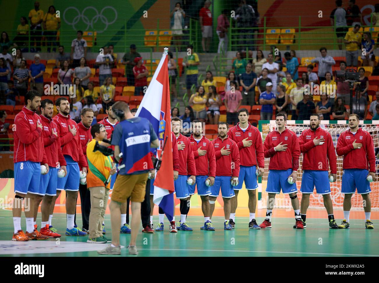 17.08.2016., Rio de Janeiro, Brasile - Giochi Olimpici Rio 2016, Handball, Men's Quarterfinal Croazia / Polonia. Foto Stock