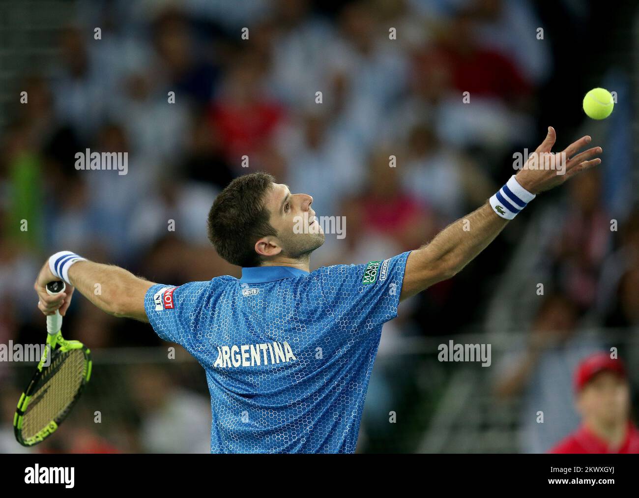 Ivo Karlovic - Federico Delbonis durante le finali della Coppa Davis 2016 all'Arena Zagreb, Zagabria, Croazia, 27th novembre 2016 Foto Stock