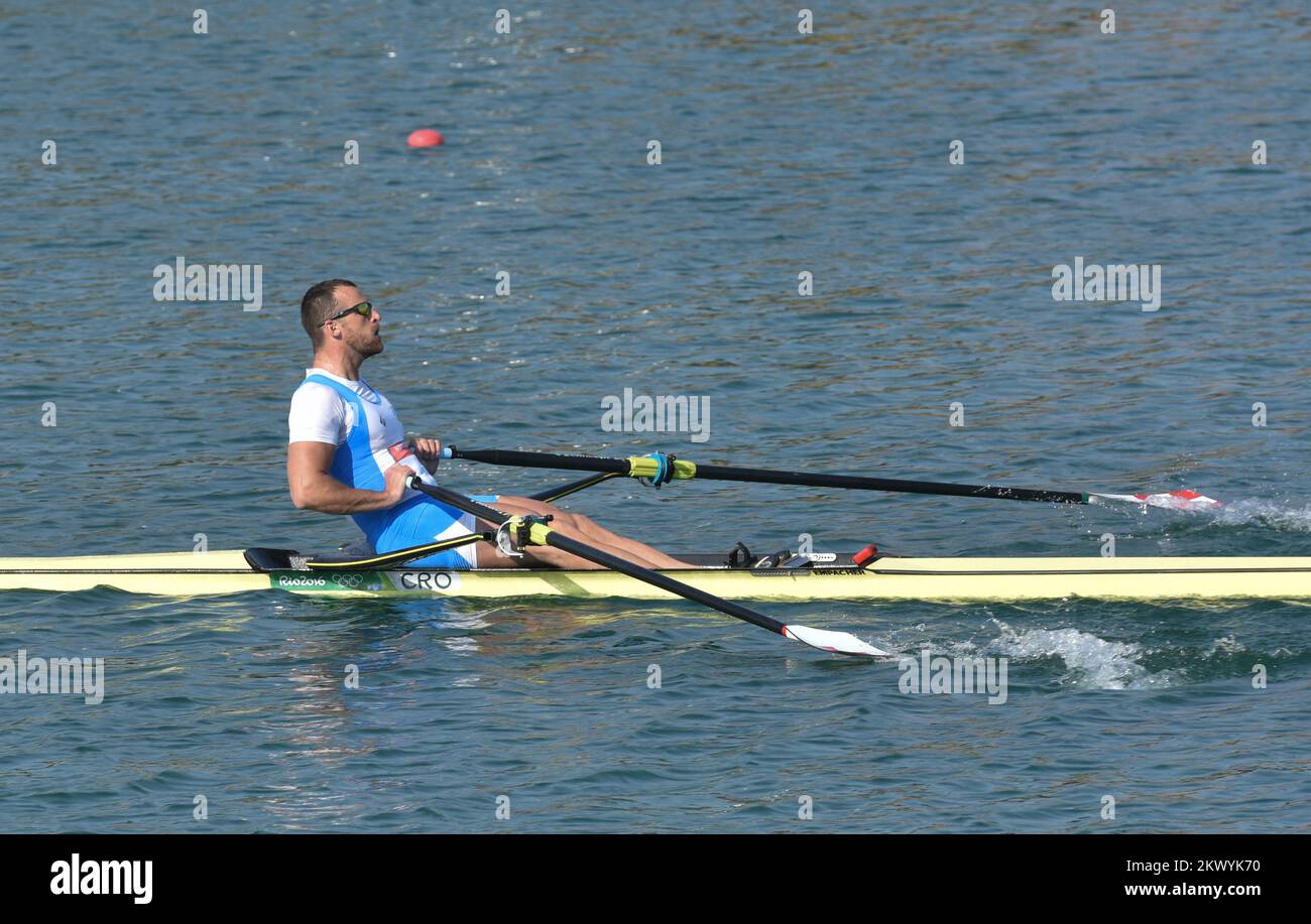 25.03.2017., Croazia, Zagabria - al Campionato Open Rowing di Zagabria al Lago Jarun il primo posto è andato a Martin Sinkoviæ, mentre il secondo posto è andato vogatore Damir Martin. Damir Martin. Foto: Davor Visnjic/PIXSELL Foto Stock