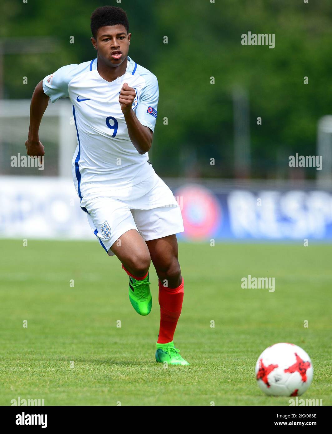 07.05.2017., Sesvete, Zagabria, Croazia - Campionato europeo UEFA U-17 2017., gruppo D, Inghilterra contro Ucraina. Rhian Brewster. Foto: Marko Prpic/PIXSELL Foto Stock