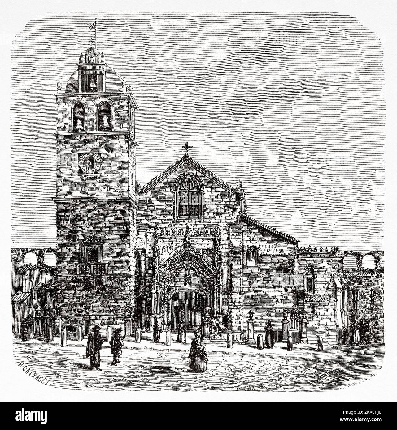 Vila do Conde, Portogallo. Viaggi nelle province settentrionali del Portogallo di Luc-Olivier Merson, 1857. Le Tour du Monde 1861 Foto Stock