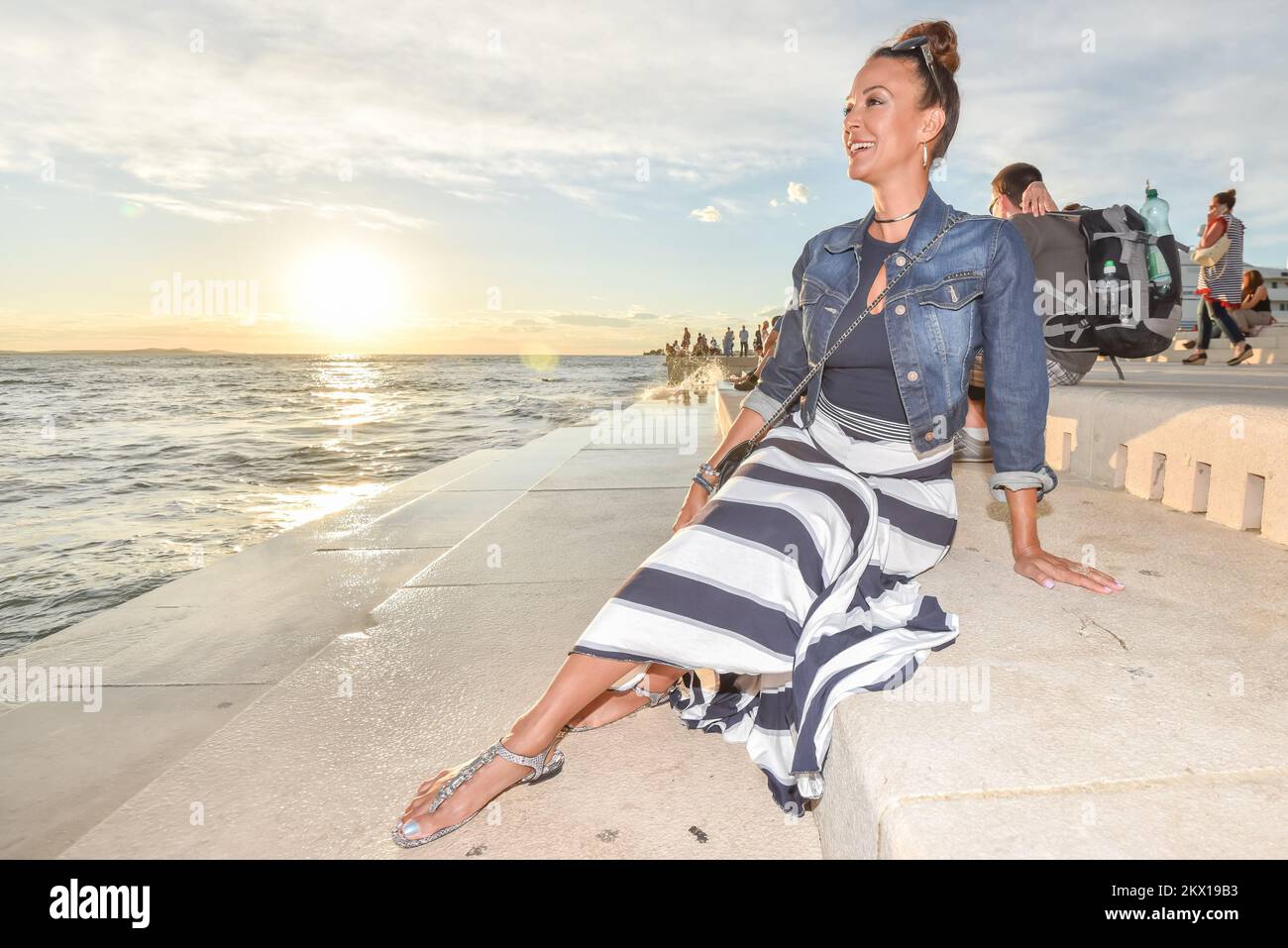 FOTO ESCLUSIVE 02.07.2017., Zadar, Croazia - l'attrice americana Eva LaRue, meglio conosciuta per il suo ruolo nella serie CSI di Miami, è arrivata a Zadar. EVA è anche l'ambasciatore del marchio Stories - Croatia Unique Hotel, un gruppo di hotel di lusso unico presso la Camera di Commercio Croata. Foto: Dino Stanin/PIXSELL Foto Stock