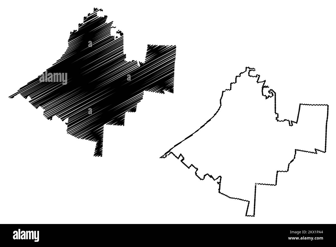 Comune di Champoton (Stato libero e sovrano di Campeche, Messico, Stati Uniti messicani) illustrazione vettoriale mappa, schizza schizzo Champotón mappa Illustrazione Vettoriale