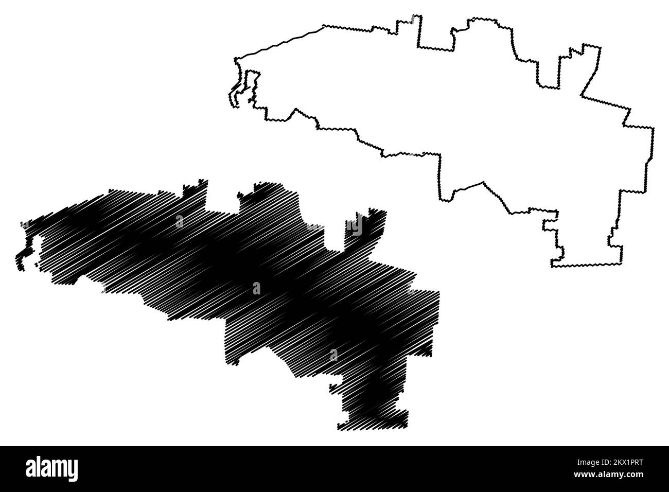 Comune di Hecelchakan (Stato libero e sovrano di Campeche, Messico, Stati Uniti messicani) illustrazione vettoriale mappa, schizza Hecelchakán ma Illustrazione Vettoriale