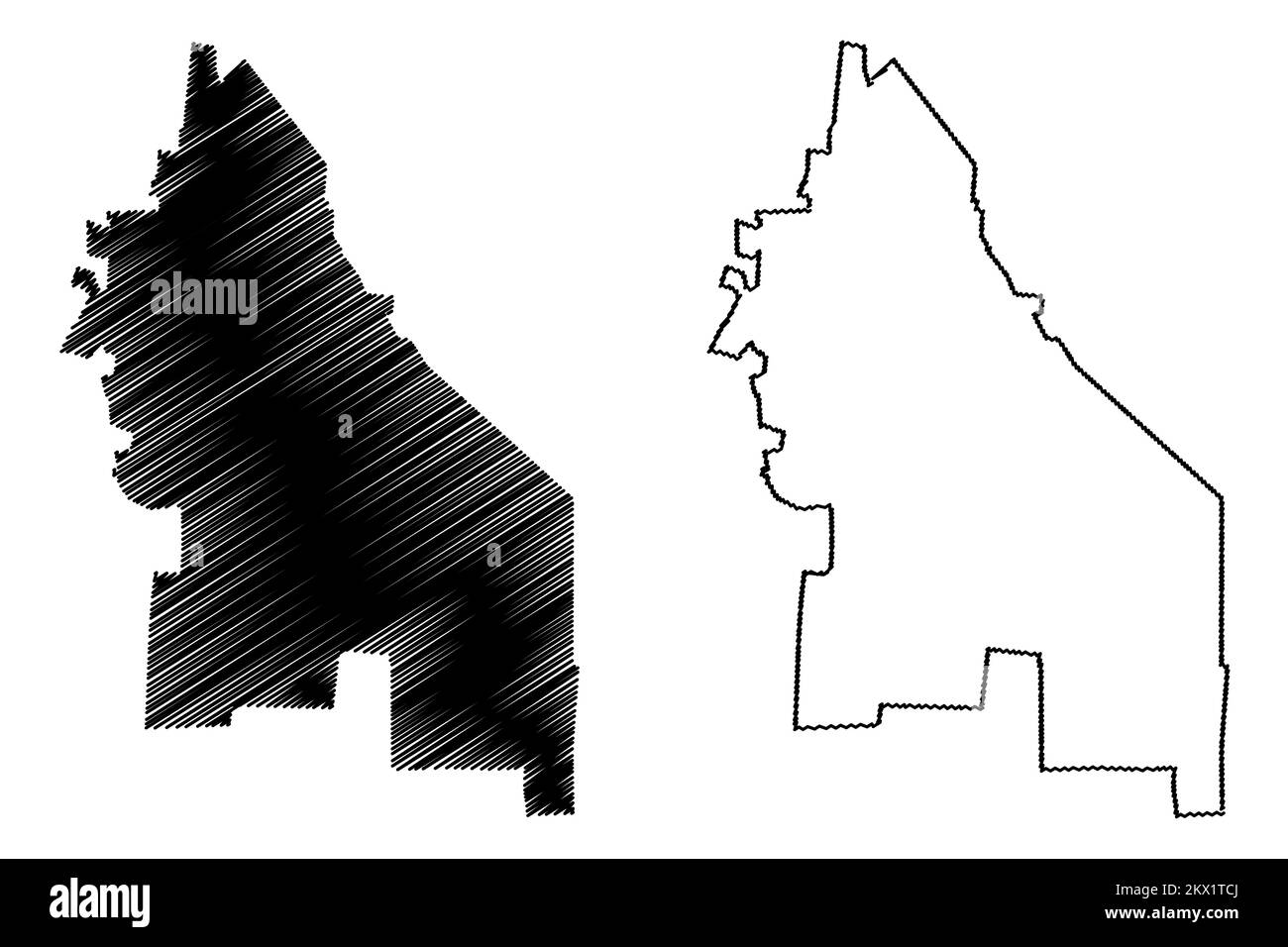 Hopelchen municipalità (Stato libero e sovrano di Campeche, Messico, Stati Uniti del Messico) illustrazione vettoriale mappa, schizza schizzo Hopelchén mappa Illustrazione Vettoriale