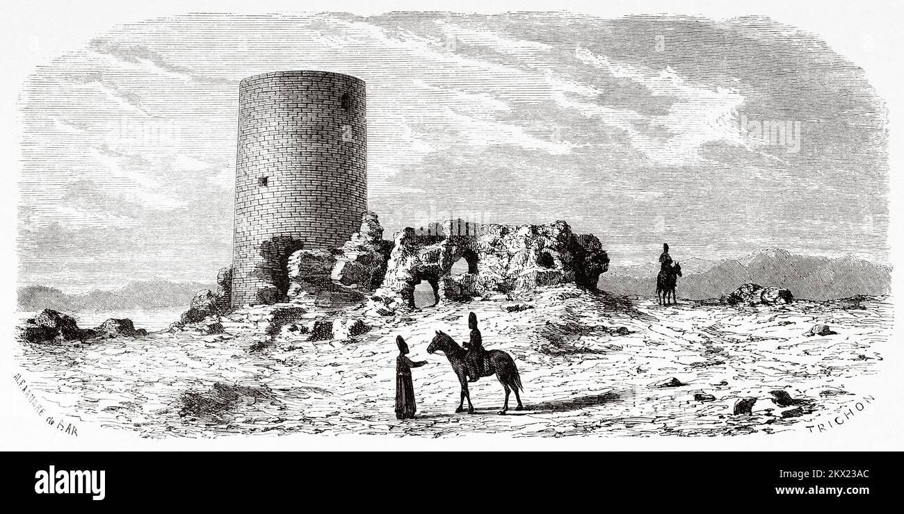 Rovine dell'antica città di Tus, Mashhad. Provincia di Razavi Khorasan, Iran. Viaggio a Khorassan da N de Khanikof 1858 Foto Stock