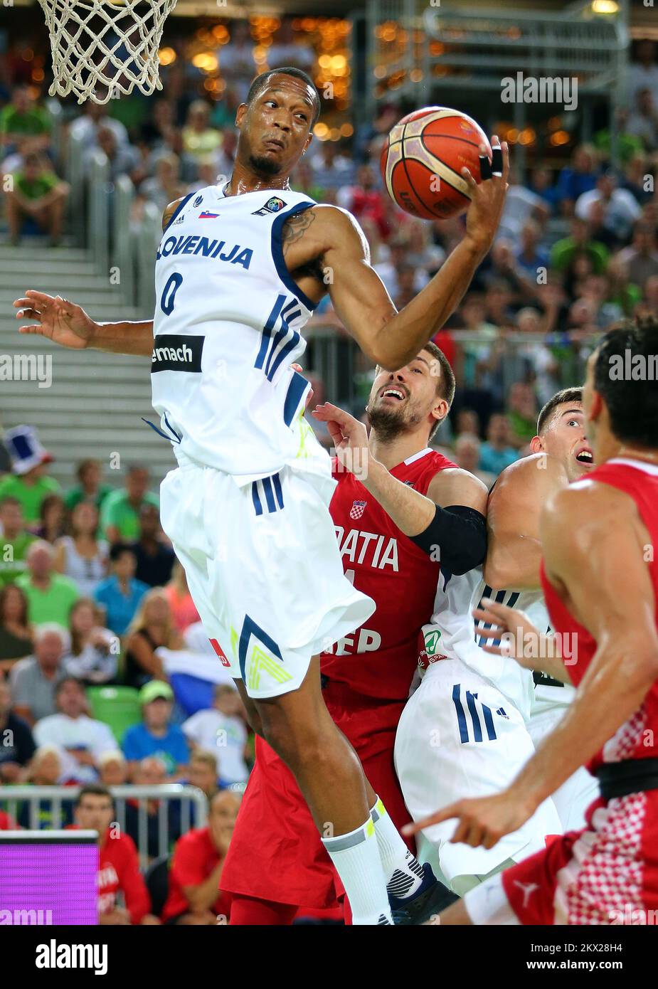 24.08.2017., Stozice, Ljubljana Slovenia - incontro preparatorio per EuroBasket 2017., Slovenia - Croazia. . Anthony Randolph. Foto: Jurica Galoic/PIXSELL Foto Stock