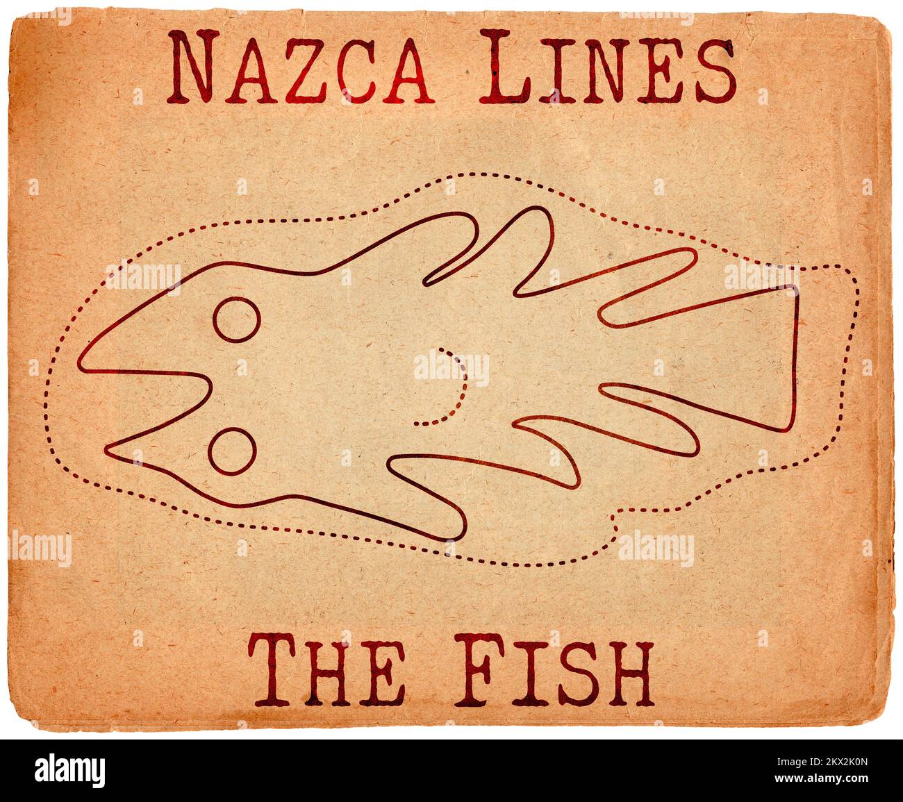 Geoglyph dei pesci da Nazca, le linee Nazca, deserto Nazca, Perù Foto Stock