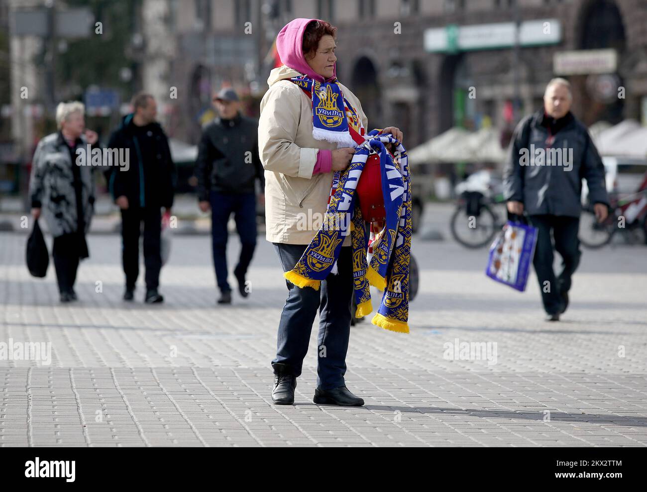 09.10.2017., Kiev, Ucraina - tifosi croati e ucraini al centro di Kiev in vista della partita di qualificazione contro l'Ucraina per la Coppa del mondo 2018 in Russia. Foto: Igor Kralj/PIXSELL Foto Stock