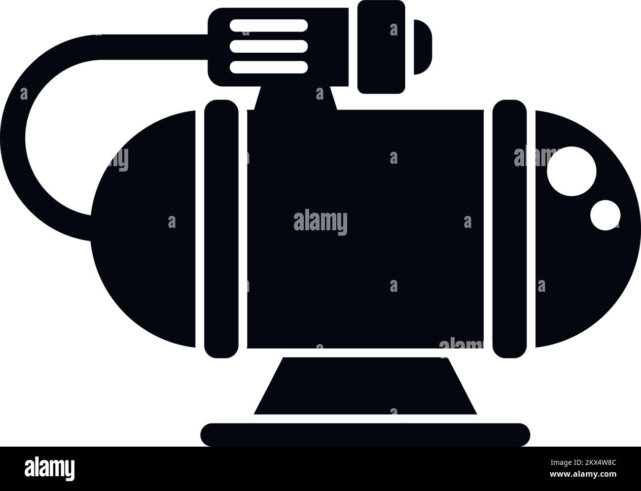 Icona compressore pneumatico vettore semplice. Serbatoio a pressione. Motore elettrico Illustrazione Vettoriale